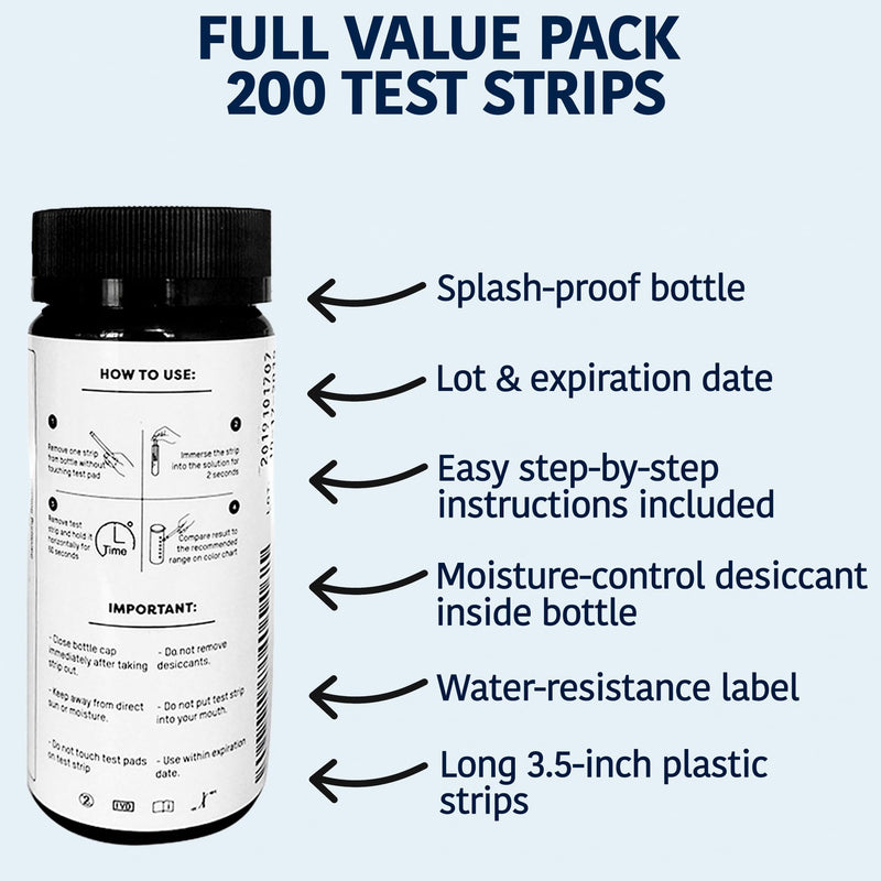 200 Chlorine Test Strips for Food Service 0-500 ppm (Value Pack) - Bleach Sanitizer Test Strips Food Service - Sanitizer Testing Strip - Chlorine Tester - Restaurant Supplies (Pack of 2) 200 Strips (Pack of 2)