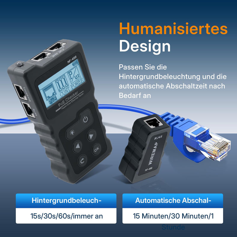 Mcbazel Network RJ45 Tester with LCD Display, Network Cable Tester with POE Function