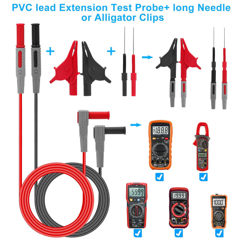 [Australia - AusPower] - SUNJOYCO 24Pcs Multimeter Test Leads, Alligator Clips, Test Hooks, Replaceable Multimeter Probes 1000V 10A CAT III for Fluke Voltmeter 