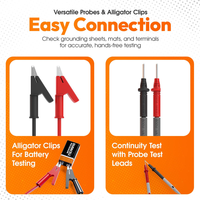 [Australia - AusPower] - GroundLuxe Auto-Ranging Digital Multimeter – Best and Easiest Multimeter for Testing grounding Sheets and Mats, Instructions Included, Large Backlit LCD, Continuity Testing 