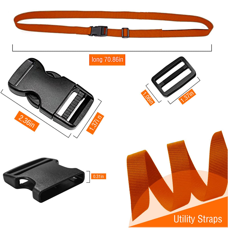 [Australia - AusPower] - Premium Utility Straps with Quick Release Buckle Adjustable Short Nylon Tie Down Straps for Backpack Tactical Lashings Camping Gear Sleeping Bag Mattress Conveyor Belt Luggage 6 feet Orange 