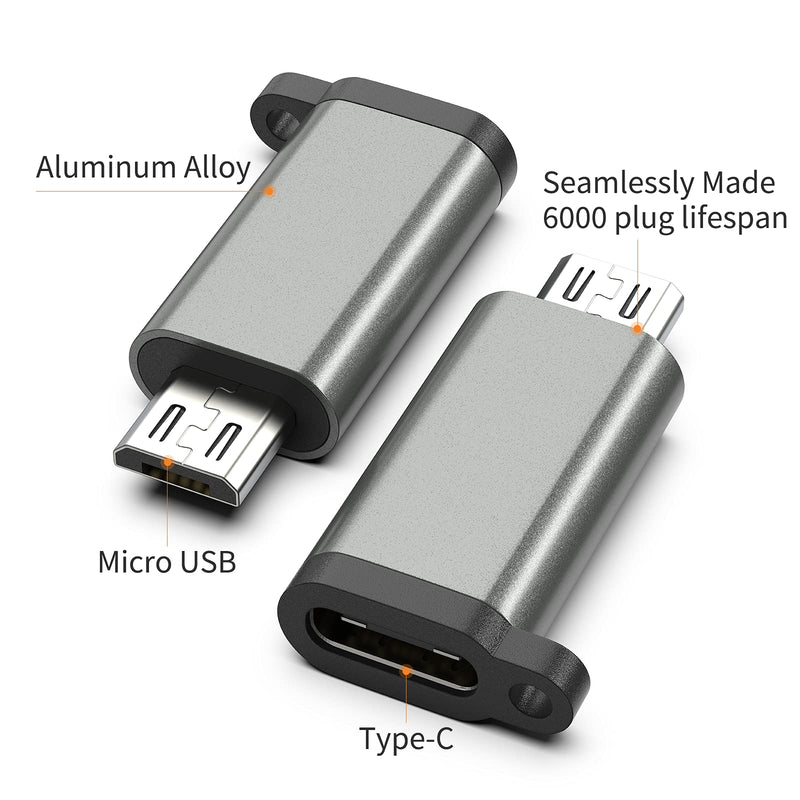 [Australia - AusPower] - USB-C to Micro USB Adapter, 3-Pack USB Type C Female to Micro USB Male Converter USB C to Micro B 2.0 Charge & Data Sync Compatible with Samsung Galaxy S7 S6 J7 Note 5 Kindle Ps4 and More -Grey Grey 