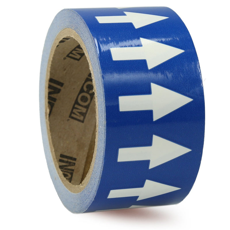 Accuform RAW254BUWT Adhesive Vinyl Directional Flow Arrow Tape, 2" Width x 54' Length x 0.006" Thickness, White/Blue