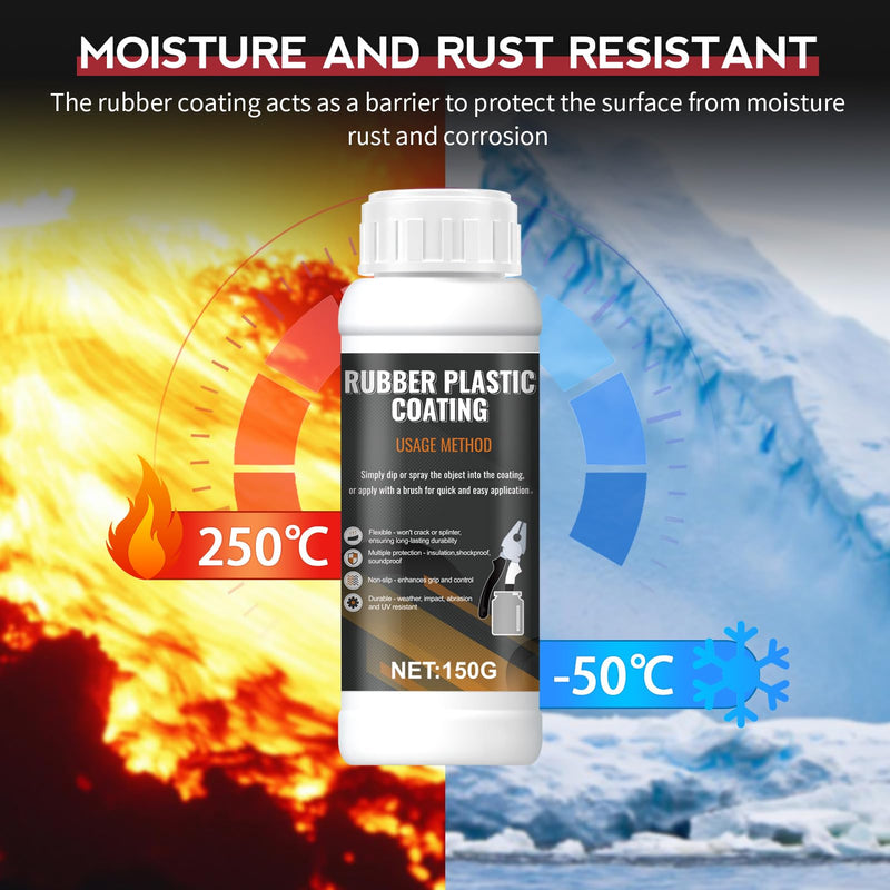 [Australia - AusPower] - Tool Dip Rubber Coating, Liquid Rubber Dip Flexible Peelable Protective Coating Rubber Coating Sealant, Waterproof, Flexible, Breathable, Slip Resistance for Tools DIY Craft, 150g Black 
