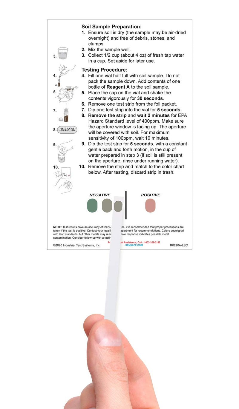 [Australia - AusPower] - Industrial Test Systems SenSafe 480311 Lead Soil Test Strip, 0-400ppm Range, Five Tests 