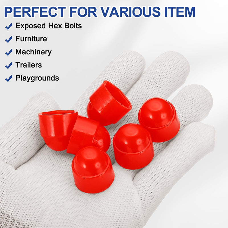 [Australia - AusPower] - PATIKIL 100 Pcs Hex Nut Cover, M10x17x21mm Nylon Screws Bolt Covers Caps Dome Acorn Hex Head Bolt Protection Cap for Screws Nut, Red 