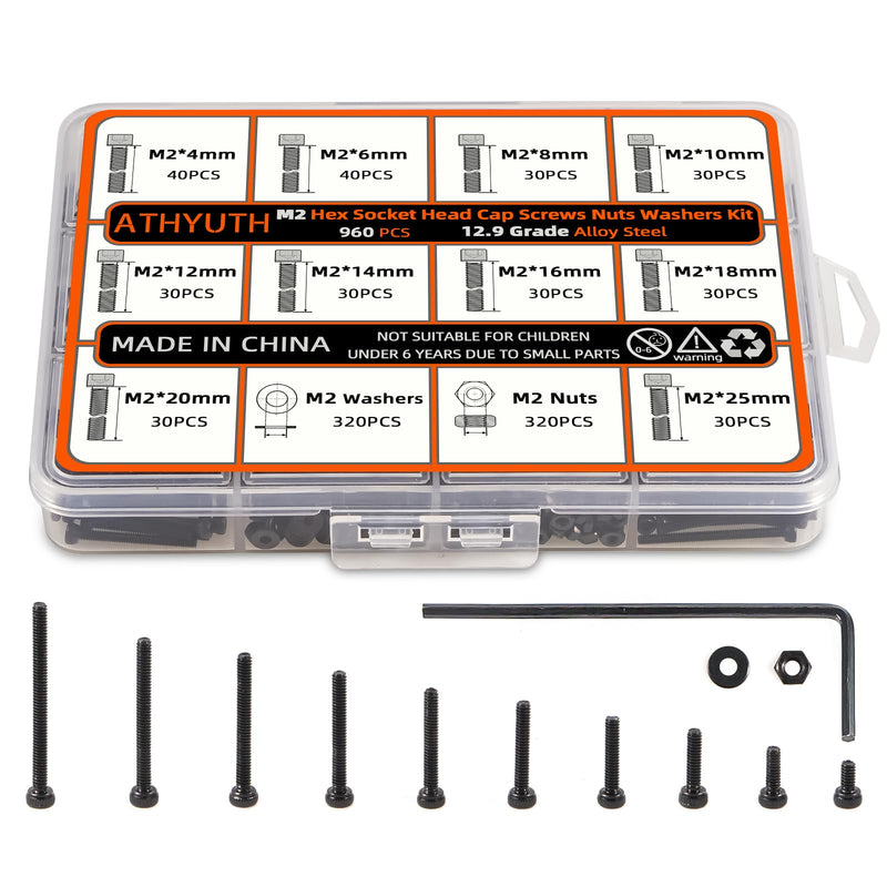 [Australia - AusPower] - M3 M4 M5 Metric Hex Socket Head Cap Screws Assortment Kit & ATHYUTH M2 Metric Hex Socket Head Cap Screws Assortment Kit 