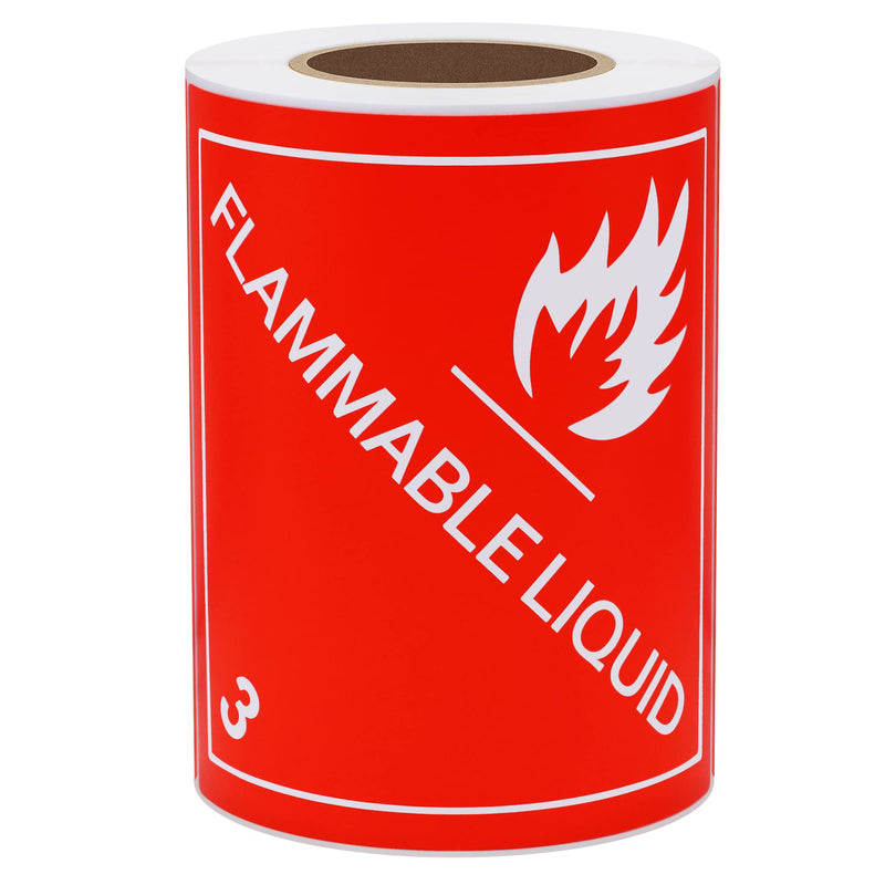 [Australia - AusPower] - Hybsk 100pcs Flammable Liquid Warning Labels Class 3 Hazard Self Adhesive Stickers 4 x 4 Inch Warning Glossy Paper Labels (Class 3) 