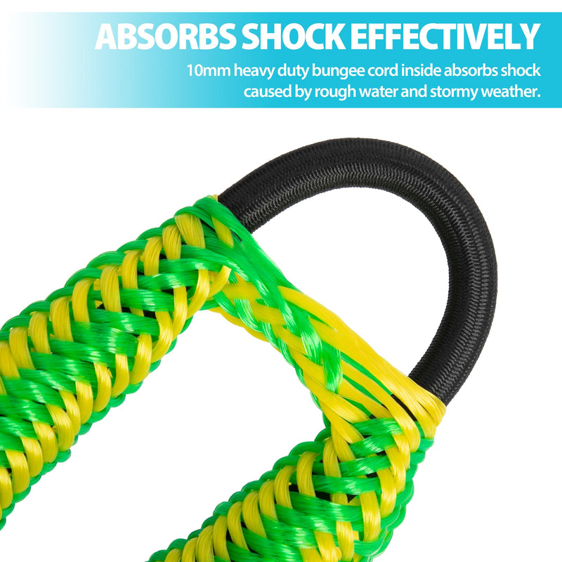 Obcursco Bungee Dock Lines for Boat, Docking Rope with 316 Stainless Steel Clips, Accessories for Jet Ski, PWC, SeaDoo, Pontoon, Center Console, Sets of Two(4ft & 6ft) (Green/Yellow) Green/Yellow