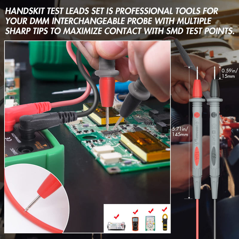 Test Leads Multimeter Cable Test Cable Set Multimeter Accessories with Crocodile Clips, Banana Plug, Test Leads for Multimeter, Test Hook, SMD Test Terminals, Test Probes, black P0509