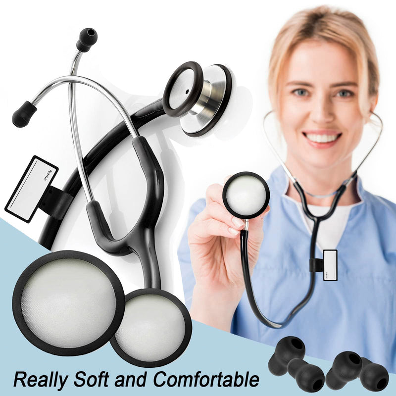 [Australia - AusPower] - Stethoscope Replacement Part Kit - Diaphragm & Ear Tips for Littmann Classic 3, Cardiology 3 & 4 - Black 