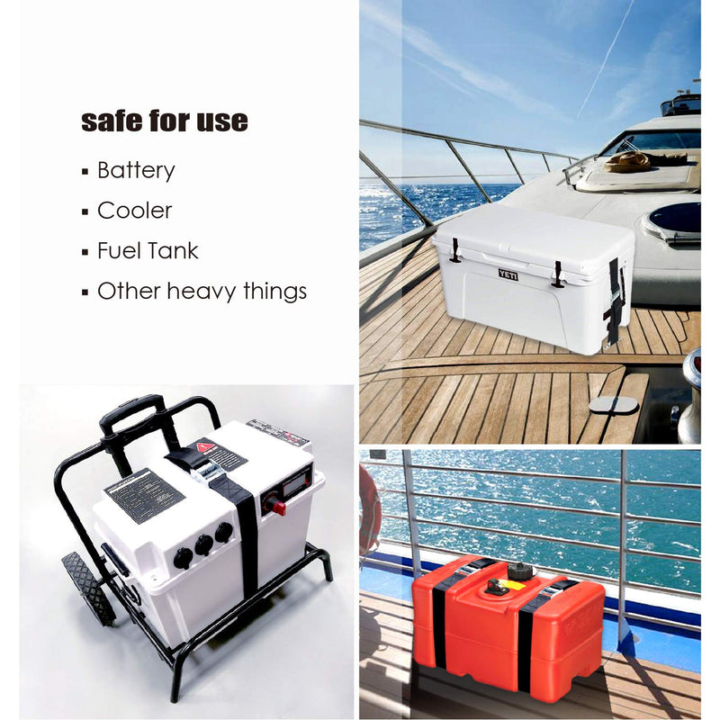 [Australia - AusPower] - Safety Tie Down Kit, Large Hold Down Strap, Suitable for Battery, Cooler and Fuel Tank, Effectively Prevent Equipment from Slipping (2 Pack) 2 