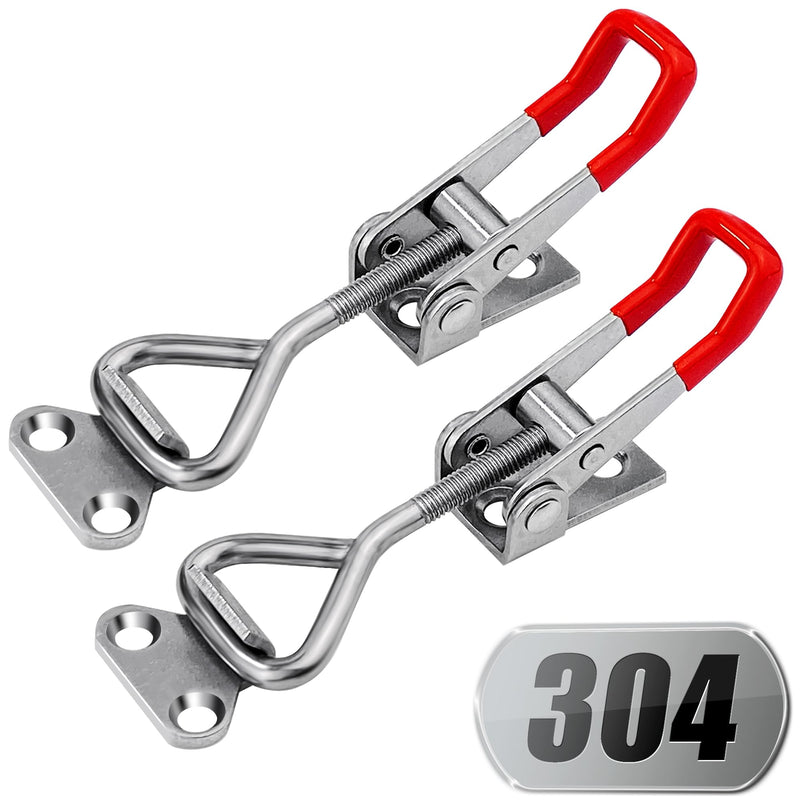 [Australia - AusPower] - 2 Pack Toggle Latch Clamp 4001 Adjustable 304 Stainless Steel Toggle Hasp Latches for Smoker Lid Jig Freezer Door Cooler Box Case Trunk Draw Chest, Quick Release 330Lbs Holding Capacity 2 