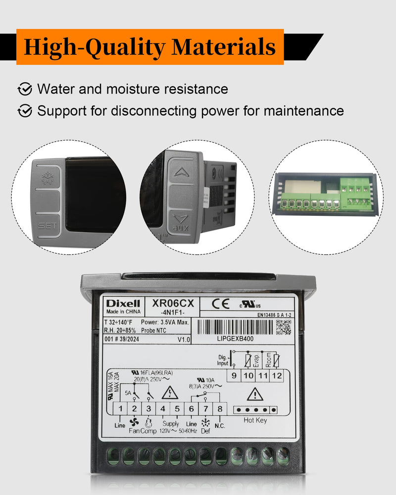 [Australia - AusPower] - for Dixell XR06CX-4N1F1 Temperature Controller, Fit for 120V 50-60hz Commercial Refrigerators/Freezer Replace for Dixell Temperature Controller, with Temperature Sensor Probes & Clasp 