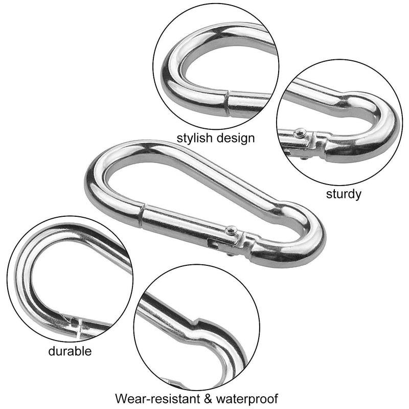 [Australia - AusPower] - 20 Pack 2-3/8 inch Spring Snap Hooks, Heavy Duty Key Carabiner Clip, Quick Links Hammocks Hook for Camping Hiking Swing M6x60mm 6x60mm Silver 20 