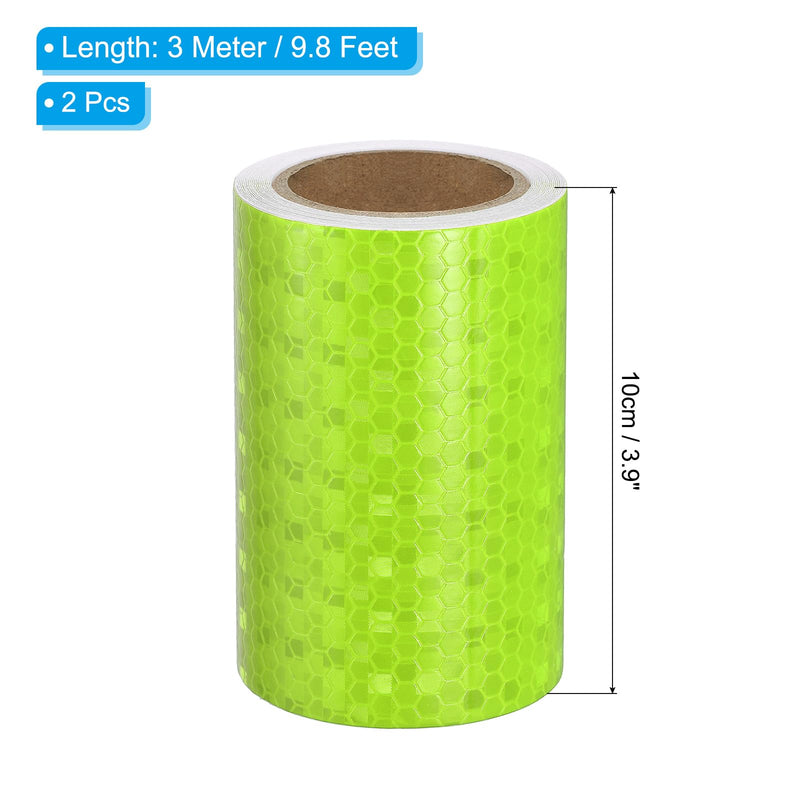PATIKIL Reflective Tape, 2 Roll 4 Inch x 10 ft Waterproof Self Adhesive High Visibility Caution Warning Safety Tape Outdoor Reflector for Trucks Trailers Cars, Fluorescent Green