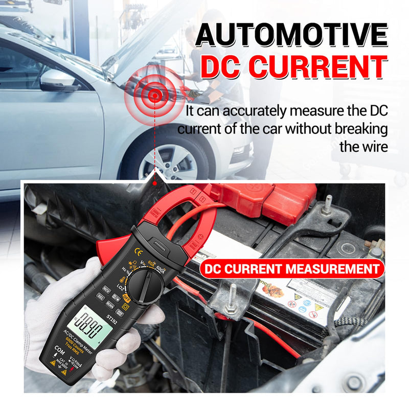 [Australia - AusPower] - Jadeshay ST192 Clamp Multimeter, 6000 Counts True RMS AC/DC Voltage & Current Tester with Backlit LCD, No Battery Included 