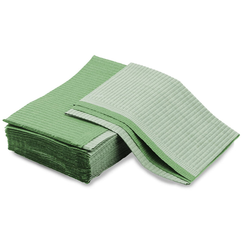 Lainrrew Disposable Dental Bibs, 50 Pcs Patient Bibs Dentist Bibs Napkin Tattoo Bibs Sheets Cloths, 13 x 18 Green