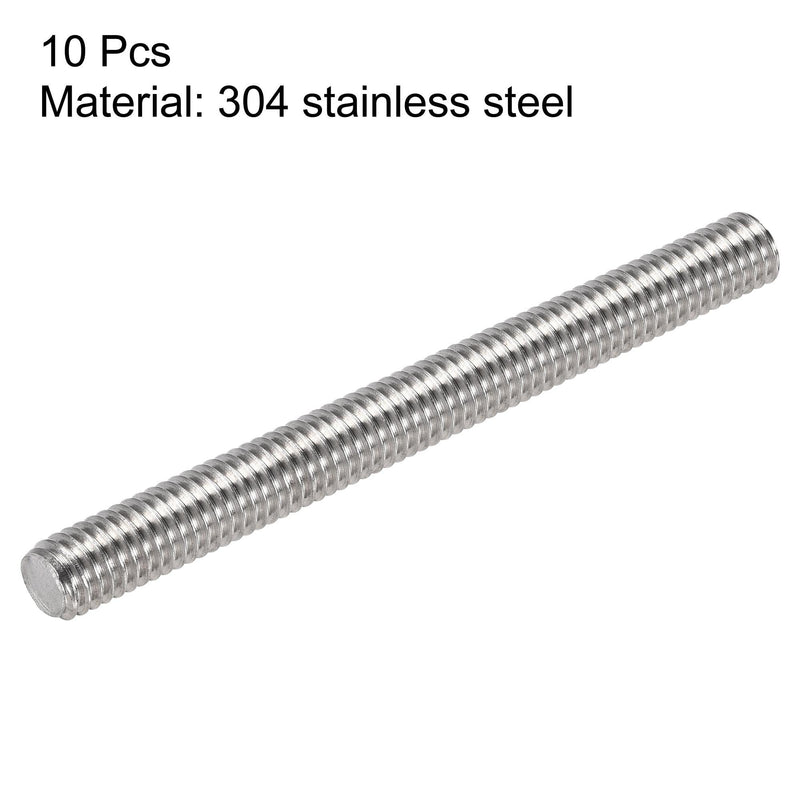 [Australia - AusPower] - uxcell 10Pcs M6 x 60mm Fully Threaded Rod 304 Stainless Steel Right Hand Threads,M6-1.0 Thread Pitch 