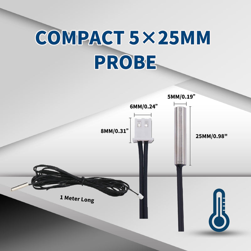 [Australia - AusPower] - 10K Temperature Sensor Probe 6pcs 1 Meter Waterproof Temp Sensor Probe Stainless Steel 3950 NTC Temp Sensor Probe Digital Temperature Transmitter Extension Cable 