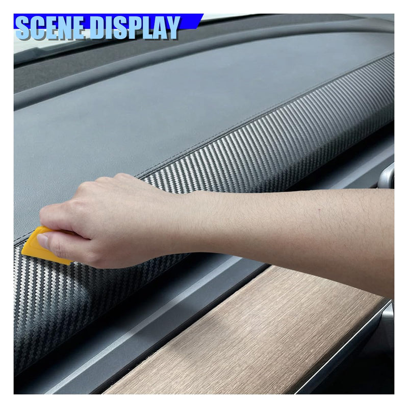 Car Carbon Fiber Vinyl Wrap, Waterproof 2"×16FT 3D High Gloss Car Window Door Trim Tape Roll, Air Release Auto Interior & Exterior Body Decal Decoration for Most Cars, Trucks, SUVs(5CM) 5CM
