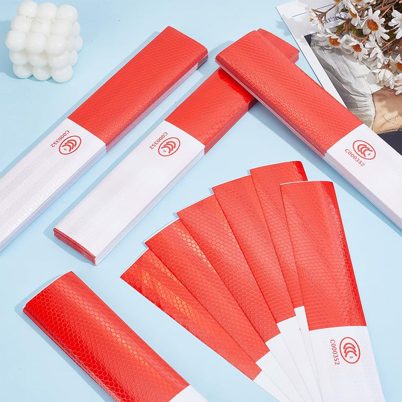 200 Pcs Safety Reflective Tape, 11.77 X 1.93 Inch Red White Reflective Tape Waterproof Warning Stickers Self-Adhesive Reflector Tape for Car Bike Trailer Boat Warehouse