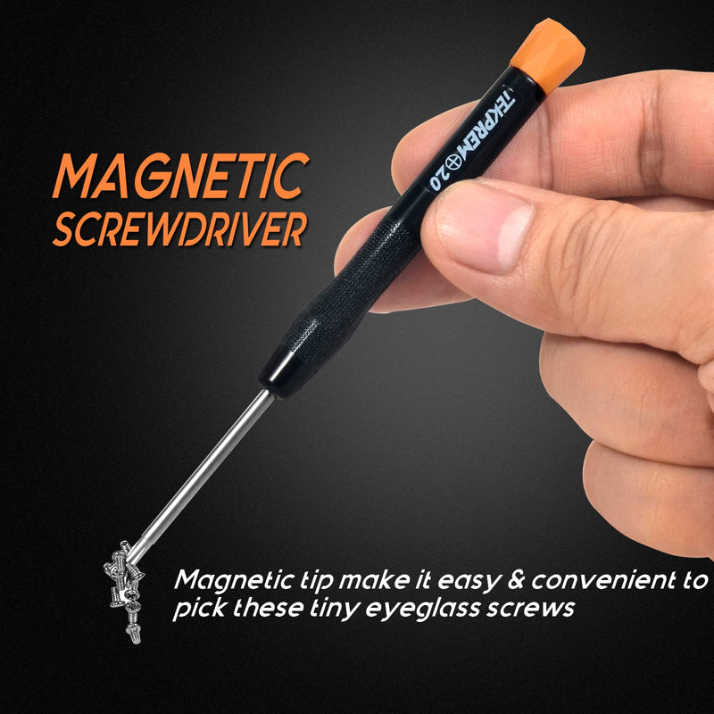 [Australia - AusPower] - TEKPREM Magnetic Eyeglass Repair Tool Kit, Eye Glasses Repairing Screwdriver Set with Eyeglass Screws,Silicone Nose Pads,Tweezer,Small Screwdriver for Eyeglasses,Sunglasses and Nose Pads Replacement 