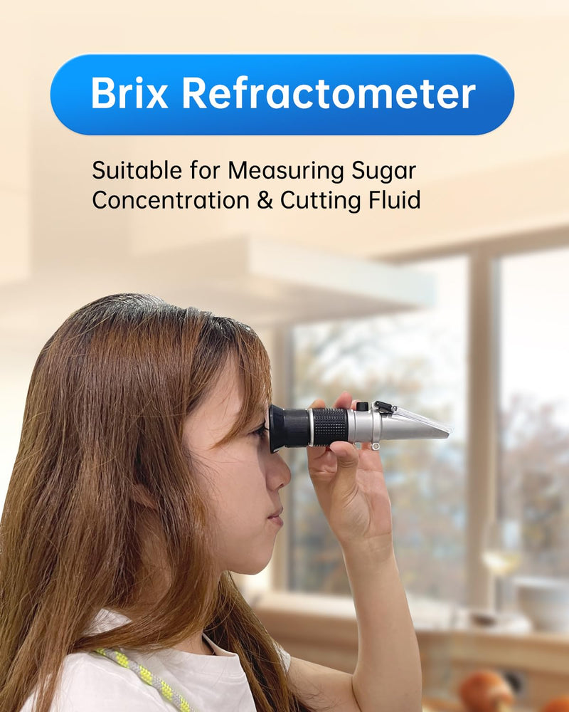 LOHAND Honey Refractometer for Honey Moisture, Scale Range: 0-90% Brix Refractometer, Precision Measuring Sugar Content for Maple Syrup/Wine/Fruit/Drink, Automatic Temperature Compensation 0-90%Brix