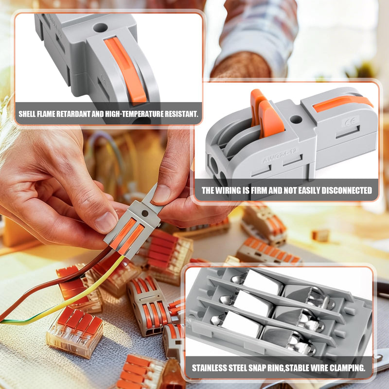Connection Clamp, 10 Pieces, 1 in 2 Out Connection Clamp, with Lever, Cable Connector with 0.2-4 mm² Conductor Clamp for DIY Projects