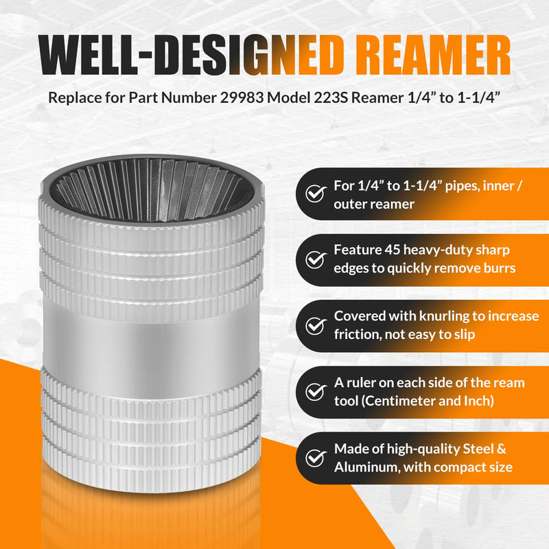 [Australia - AusPower] - 1/4" to 1-1/4" Inner/Outer Reaming Tool, Replace for 29983 Model 223S Reamer, Ream/Deburr/Bevel Aluminum, Copper, Stainless Steel Tubing and Pipe 