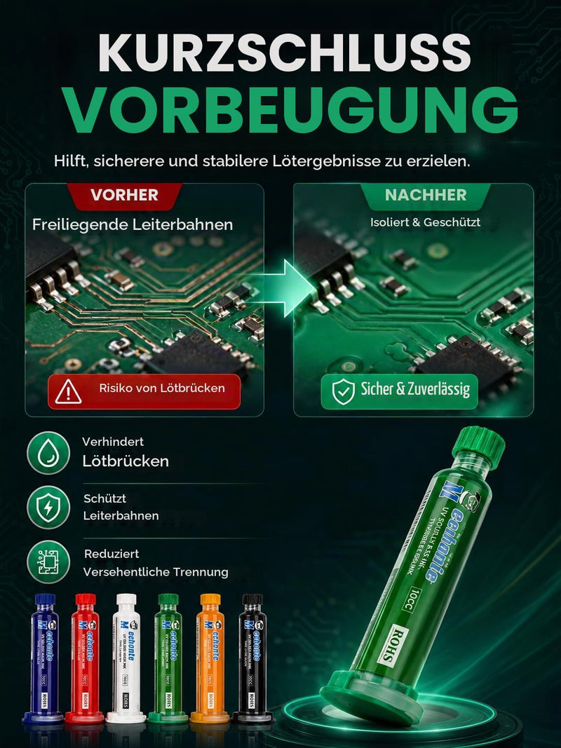 VOBOR UV Soldering Masks Ink, Pack of 6 10 CC Hardening Solder Stop Ink, Solder Stop Paint, PCB Circuit Boards Insulation Protection Paint 6Pcs