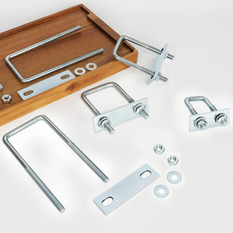 [Australia - AusPower] - Square U Bolt 4 Sets, 25mm (1") Inner Width 90mm (3.54") Length, Carbon Steel in Zinc U Bolt, M8 with Nut, Plate, Washer, (M8 x 25 x 90mm) M8 x 25 x 90mm 