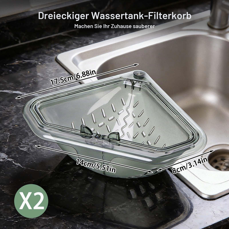 Generic 2 x Triangular Sink Strainer | Sink Organizer Rack, Detachable Strainer, Space Saving, Twist Lock for Kitchen Waste