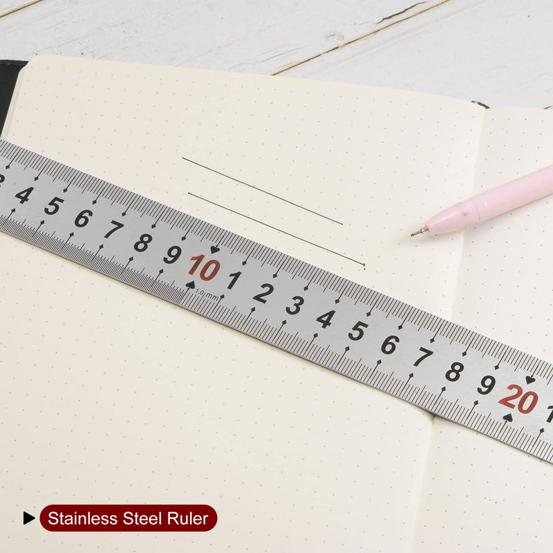 HARFINGTON 2pcs Stainless Steel Ruler 24-inch/60cm Metal Rulers 1.14" Wide, Inch and Metric Graduation Straight Edge Measuring Tool 600x29x1mm 2