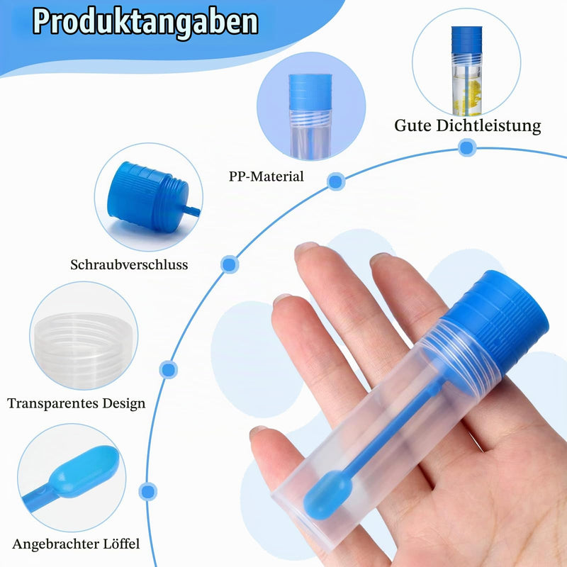 Pack of 60 feces sample tubes for dogs and cats, 15 ml stool sample tubes | Examination Tube Chair with 640 Small Labels Chair Sample Tube with Spoon for Pets for Testing