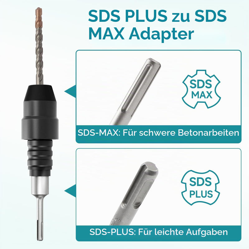 SDS-Plus to SDS-Max Hammer Drill Adapter 8-1/4" Long Black Alloy Steel Adapter