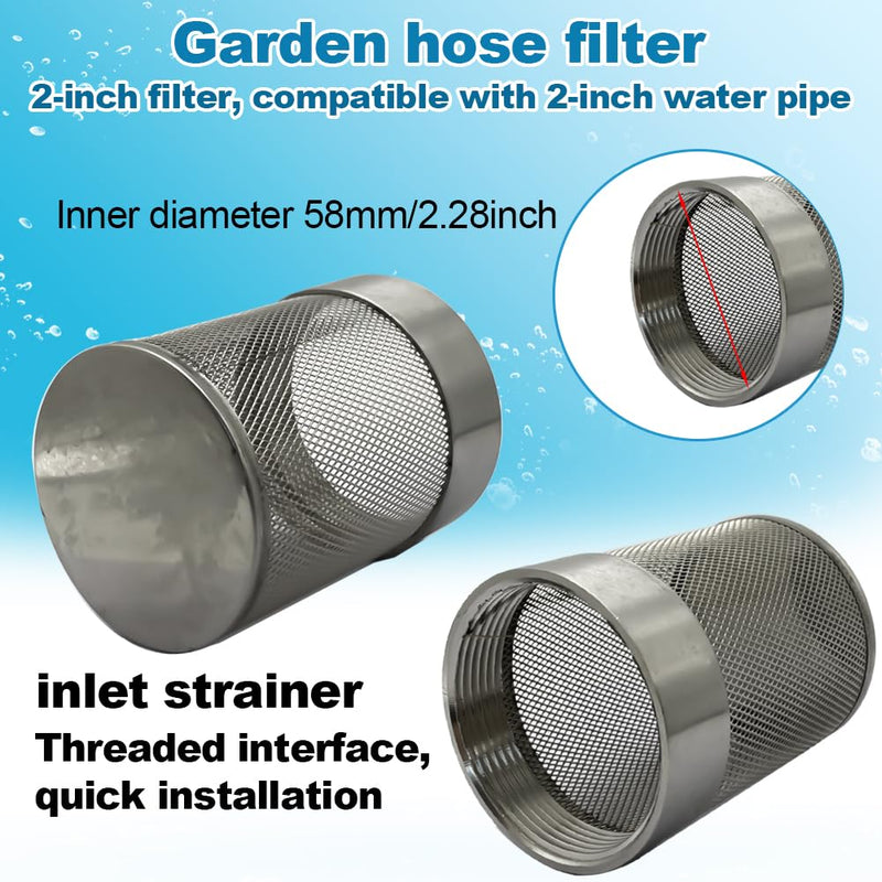 [Australia - AusPower] - 2inch 304 Stainless Steel Filter Head with Internal Thread Diameter of 58mm Connected to 2-inch Water Pipe Filter Used to Remove Debris and Reduce Solid Entry（1pcs） 