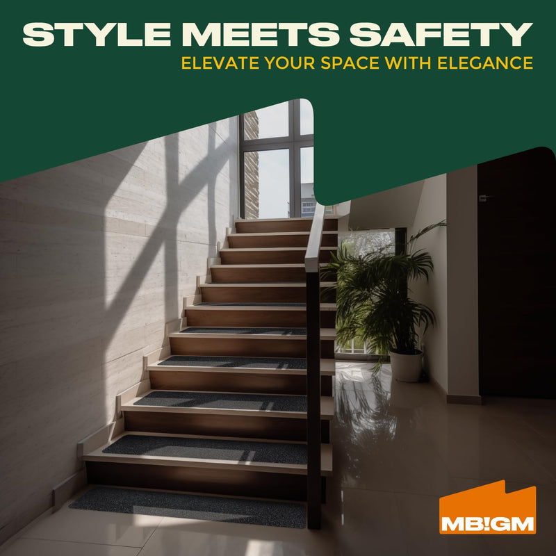 MBIGM 12-Pack Non-Slip Outdoor Stair Treads - Anti Slip 6" X 24" Grip Tape Adhesive Strips - Heavy Duty Traction for Steps, Staircase, Deck Black 6" x 24"