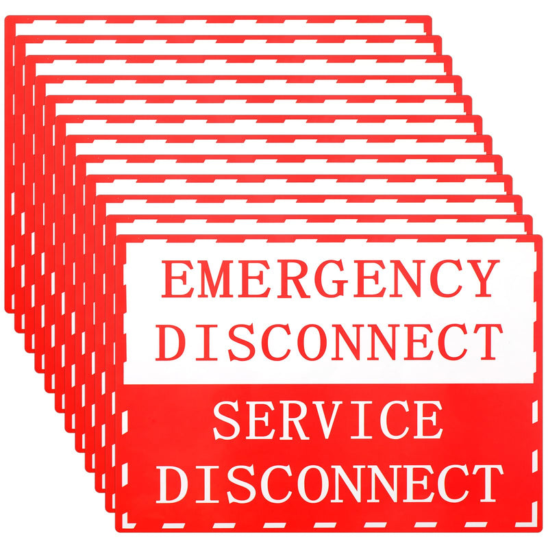 12 Pcs NEC Compliant Emergency Disconnect Sticker 5"x 3.5" Warning Sticker Shut Off Sign Main Service Disconnect Label Decal Notice Danger Labels for Electrical for Indoor Outdoor