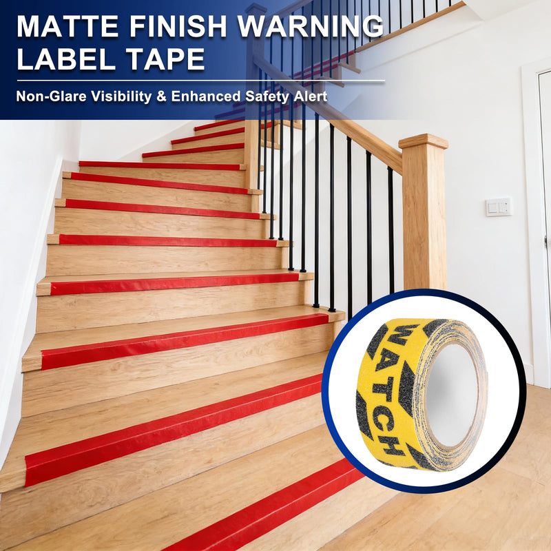 PATIKIL 2Pcs Frosted Non-Slip Tape - 16.4 ft x 2 Inch, Heavy Duty Anti Slip Grip Safety Watch Your Step Tape High Adhesion & Waterproof, Suit for - Outdoor/Stairs, Yellow Black