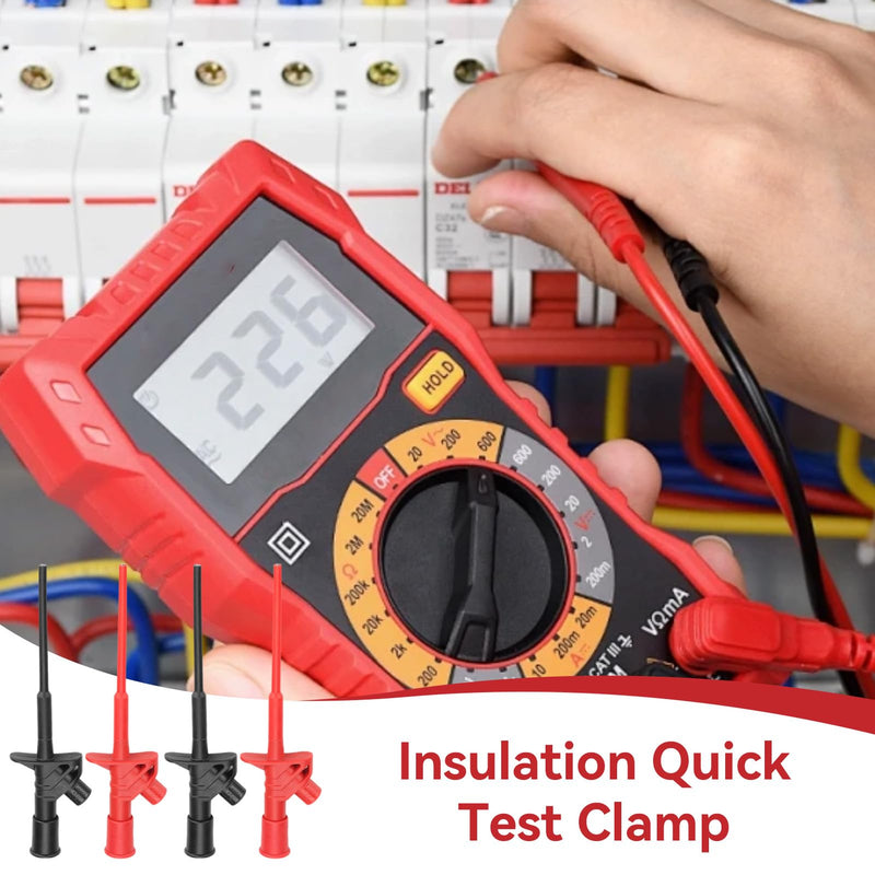 [Australia - AusPower] - 4PCS Multimeter Test Hook Clips, Professional Flexible IC Test Hook Clip Grabbers Probe High Voltage Flexible Test Probe Insulated Quick for Multimeters, Clamp Meters and Automobile Inspection 