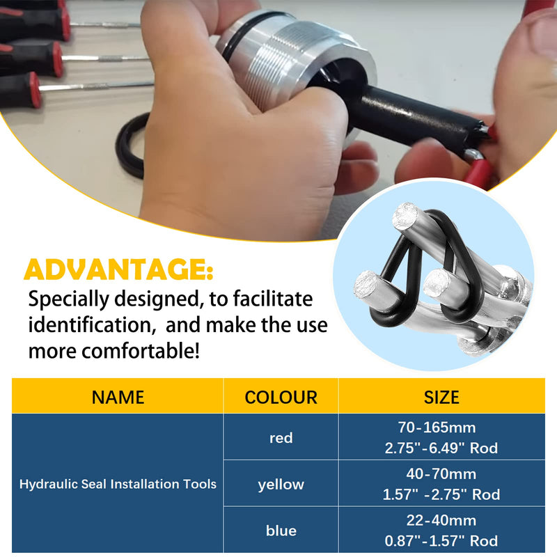 [Australia - AusPower] - 3 Pcs/Set Hydraulic Cylinder Piston Repair Seal Kit,Hydraulic Seal Installation Tools, U-Cup Rod Seal Installation Tool Kits Upgraded Seal Twistor Install Tool Set Universal J05321 
