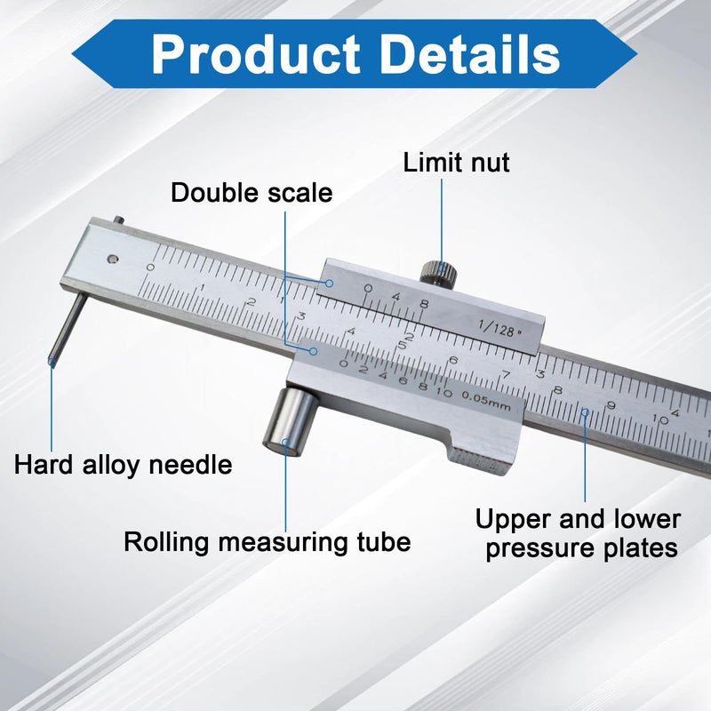 Stainless Steel Marking Tools Parallel Crossed Vernier Caliper 0-20 cm Parallel Scriber Scribing Tool Calliper Marking Gauge Metal Parallel Scriber Diameter Gauge