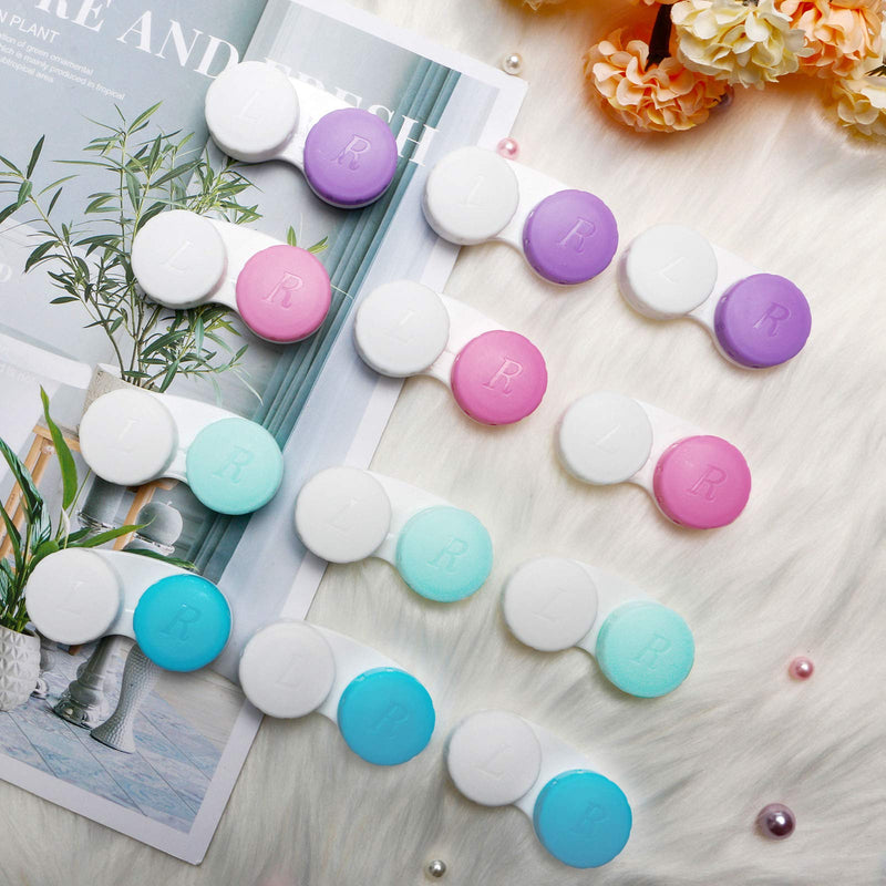 [Australia - AusPower] - 12PCS Contact Lens Case, Colorful Contact Lens Box Left/Right Eyes Holder Container, Outdoor Mini Contact Lens Soak Storage Kit for Travel&Home. 