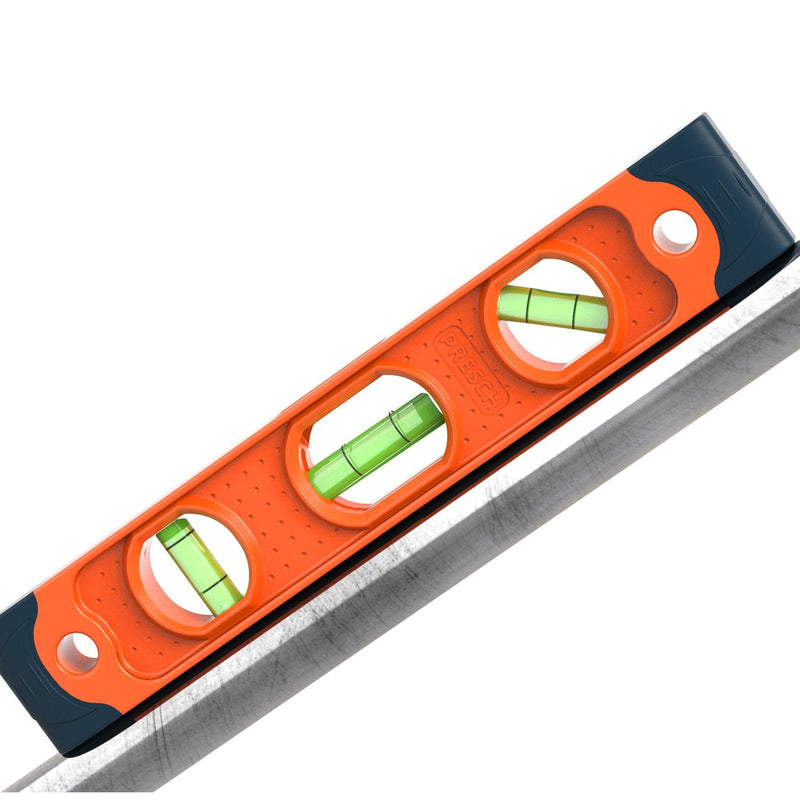 Presch magnetic spirit level 230 mm, small, unbreakable magnetic spirit level with 3 levels for professional building use