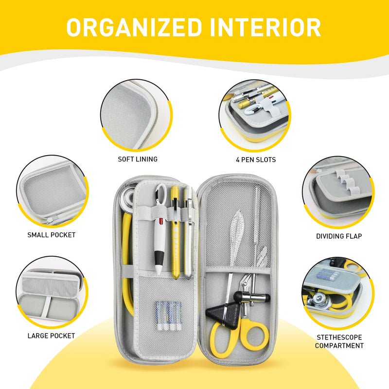 Scian 13 Pcs Stethoscope Case Kits, Portable First Aid Kit Bag with Medical Scissor, Nurse Accessories for Work (Yellow) yellow