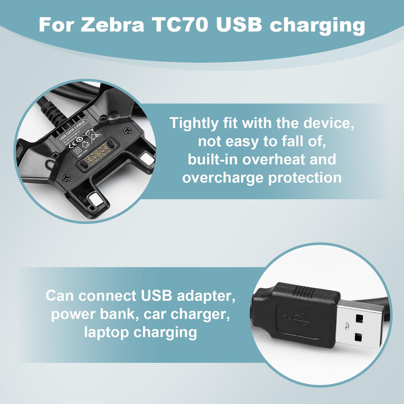 for Zebra Scanner TC77 USB Charger Cable: USB Charging Data Transfer Cord for Symbol TC70 TC77 TC75 TC72 TC55 TC75EK TC700H TC700K TC77HL TC720L TC70x TC75x BT-000318 Barcode Scanner