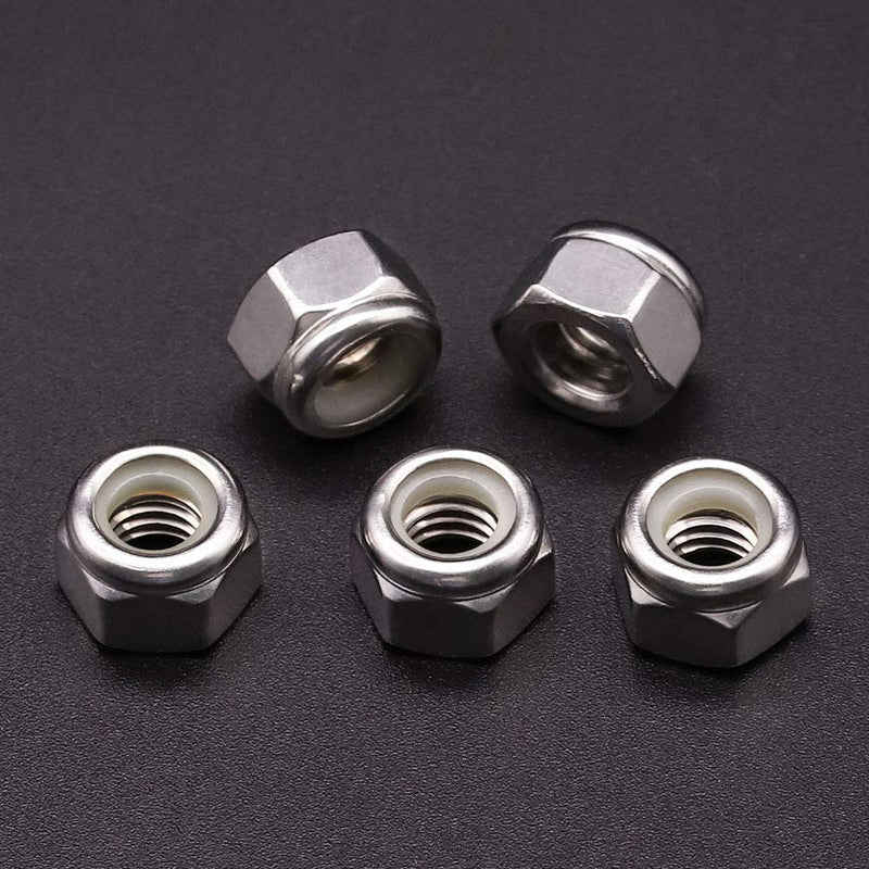 #10-24 inch Nylon Inserted Hex Locknuts (50 Pack), 304 Stainless Steel (18-8) lock nut, Finish Hex lock Nut #10-24 50