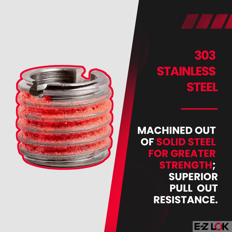 E-Z LOK - 453-12 E-Z Lok Externally Threaded Insert, 303 Stainless Steel, M12-1.75 Internal Threads, M16x2.0 External Threads, 16.99mm Length, Made in US (Pack of 5) Pack of 5 M12-1.75 IT, M16x2.0 ET, 16.99mm L (Pack of 1)