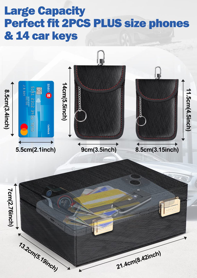 [Australia - AusPower] - Samfolk Faraday Box & 2 Pack Faraday Bag, Faraday Cage Key Fob Protector, RFID Signal Blocking Box Faraday Key Fob Protector Anti Theft Faraday Pouch for Car Keys Keyless Entry Car Key Protector L Charcoal Black 
